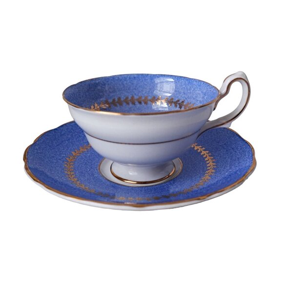 Vintage Blue Floral Tea Cup and Saucer Teacup Violets Westbrook Bone China - Picture 2 of 6